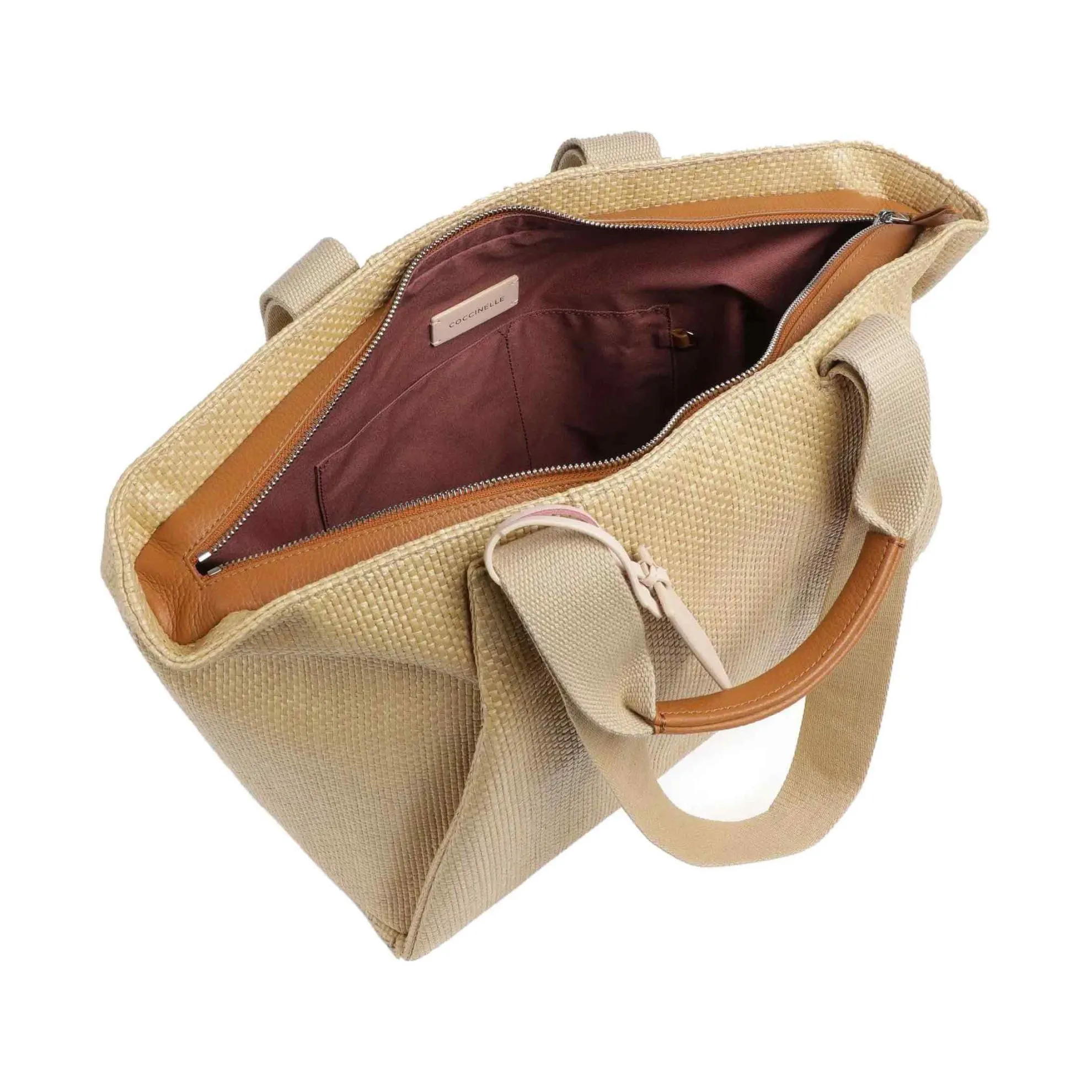 Shopper never without straw in raffia e pelle