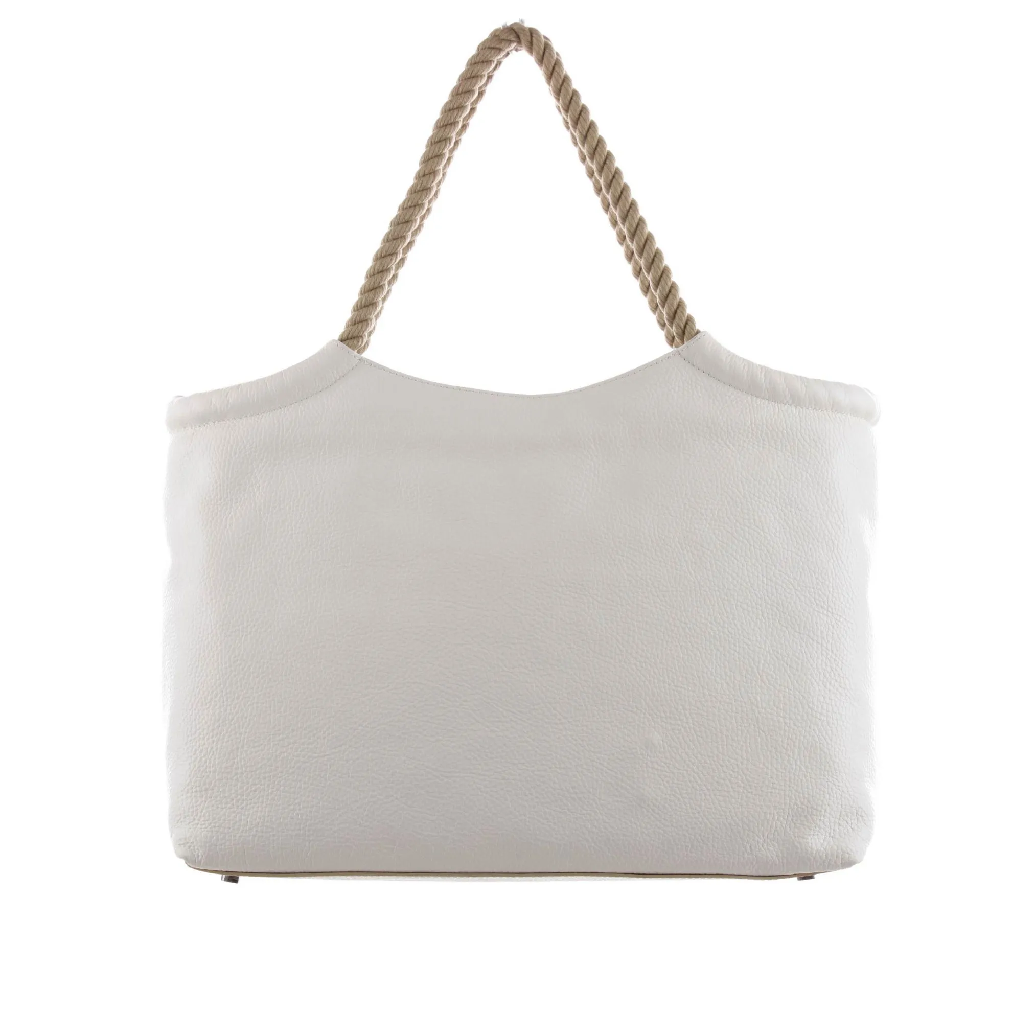 Shopper raffaella l in pelle con manici in corda