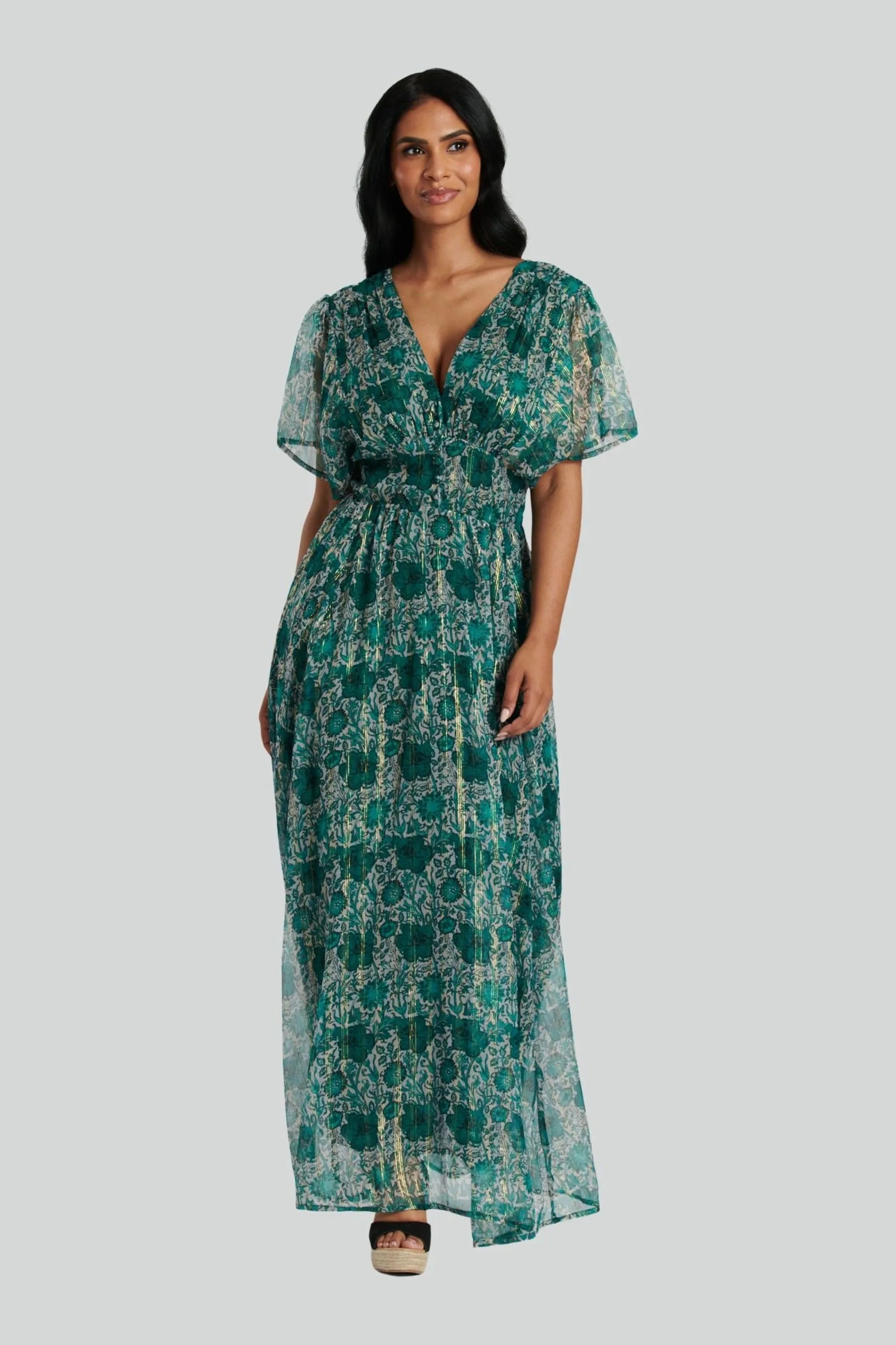South Beach Dettagli metallizzati - Abito midi in chiffon con bottoni