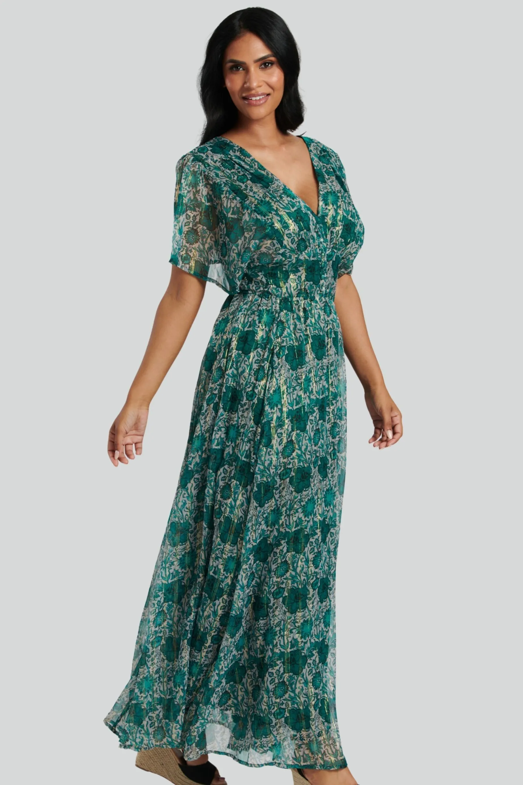 South Beach Dettagli metallizzati - Abito midi in chiffon con bottoni