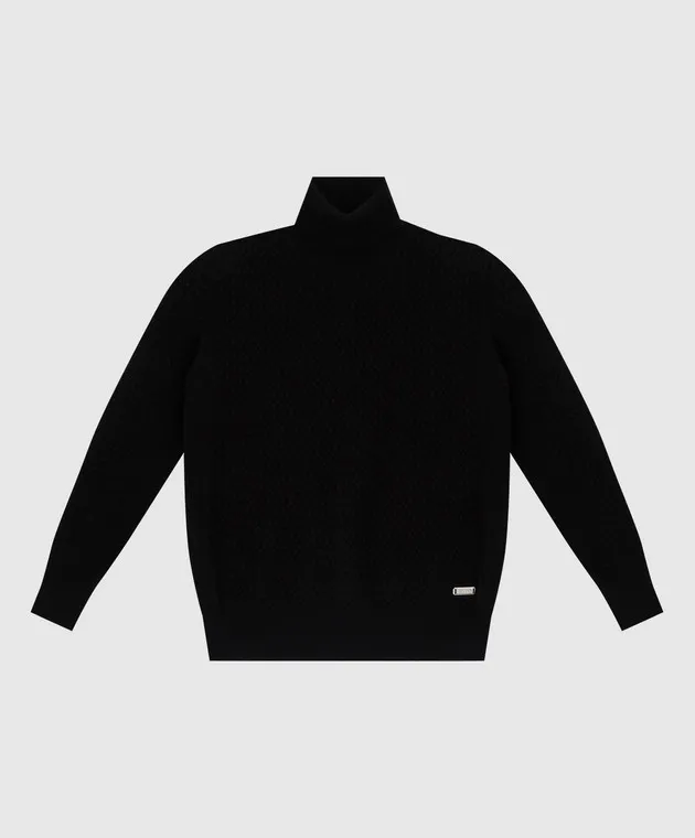 Stefano Ricci Maglione in cashmere nero per bambini con fantasia KY07014D01Y17409