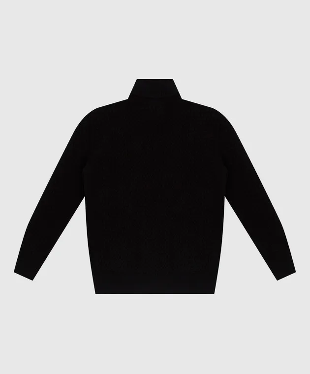 Stefano Ricci Maglione in cashmere nero per bambini con fantasia KY07014D01Y17409