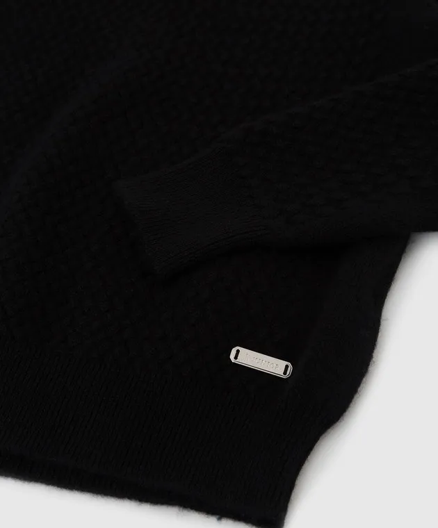 Stefano Ricci Maglione in cashmere nero per bambini con fantasia KY07014D01Y17409
