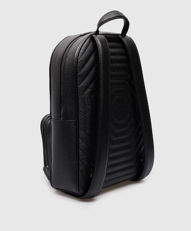 Stefano Ricci Zaino in pelle nera con stemma logo ND150UVD