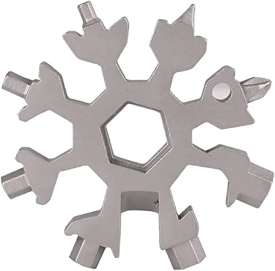 Strumento multifunzione a fiocco di neve 18 in 1, strumento incredibile, strumento multiuso a forma di neve in acciaio inossidab
