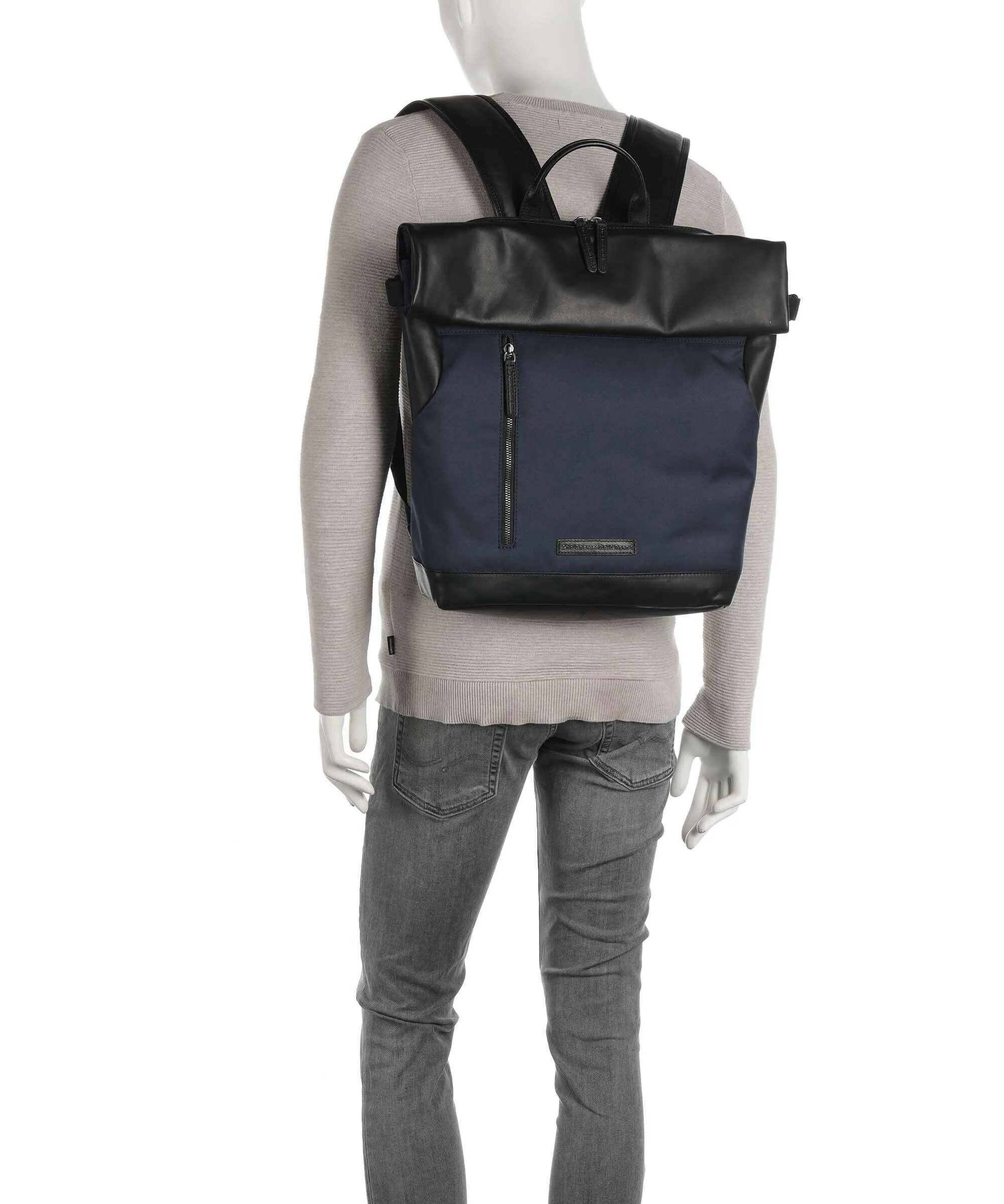  The Chesterfield Brand Fusion Bornholm Zaino roll-top 17″ nylon, pelle navy  