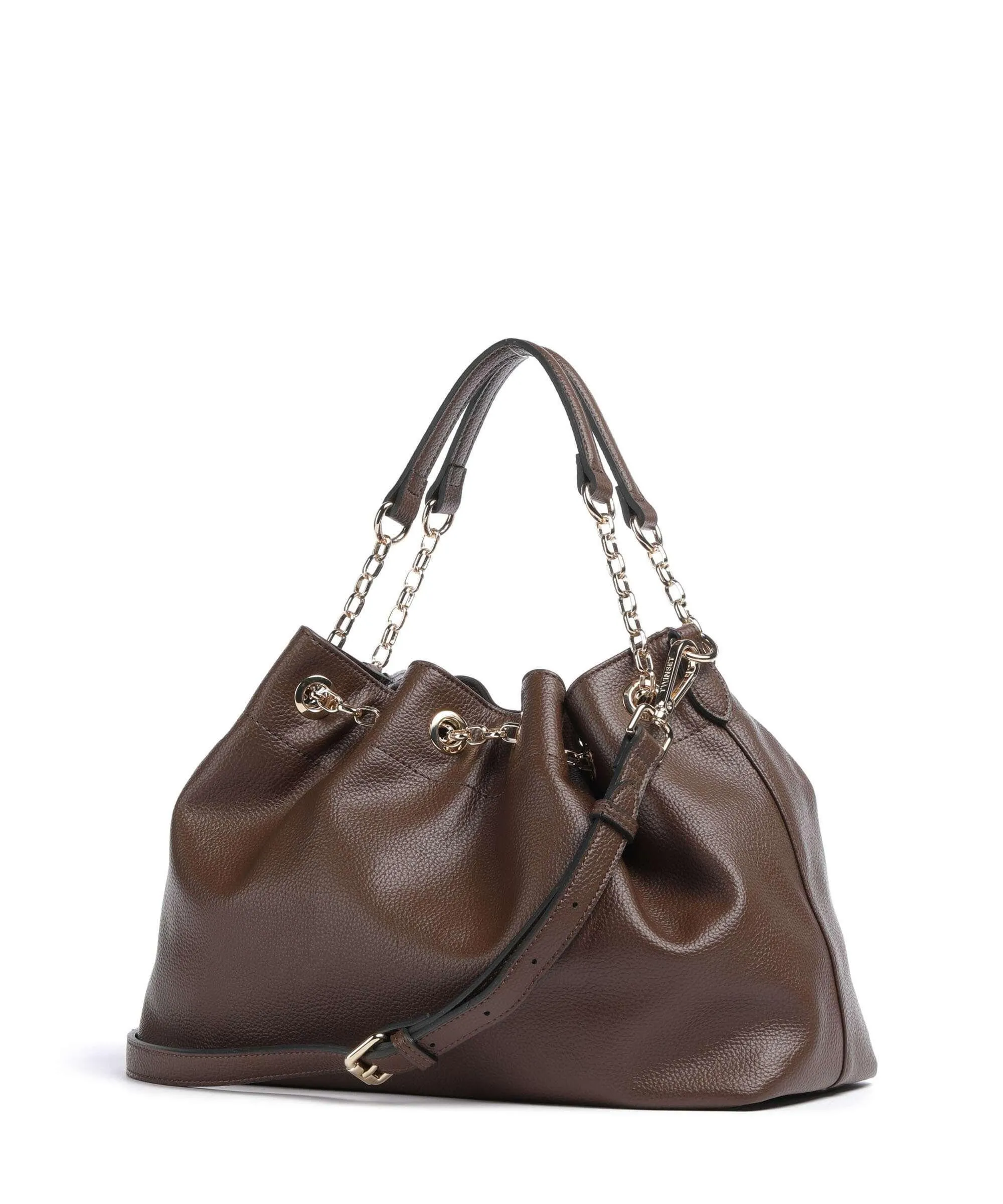 Twinset Borsa a secchiello pelle sintetica cioccolato  