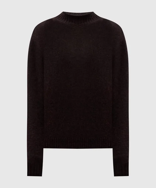 Twinset Maglione in cashmere con logo T ovale in marrone 242TT3343