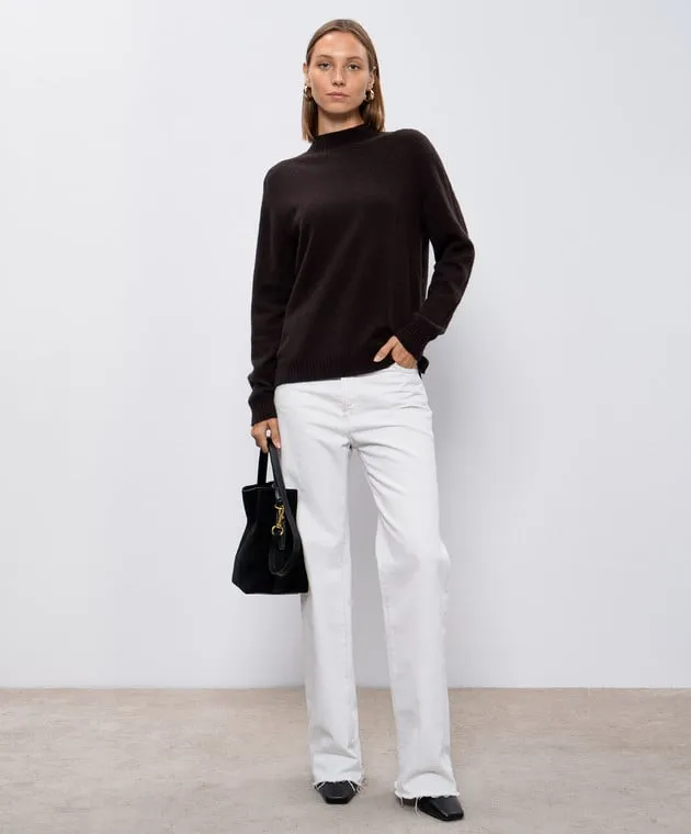 Twinset Maglione in cashmere con logo T ovale in marrone 242TT3343