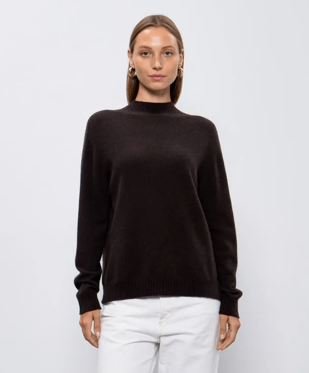 Twinset Maglione in cashmere con logo T ovale in marrone 242TT3343
