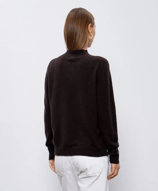Twinset Maglione in cashmere con logo T ovale in marrone 242TT3343