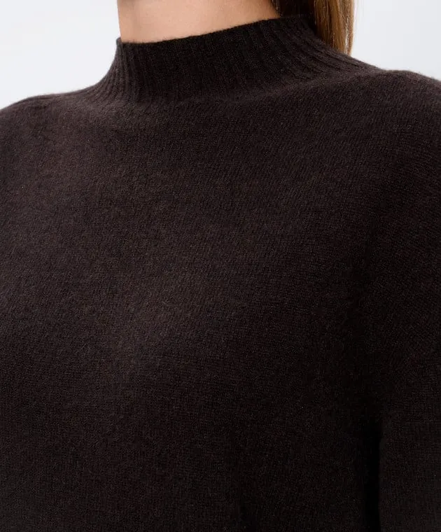 Twinset Maglione in cashmere con logo T ovale in marrone 242TT3343