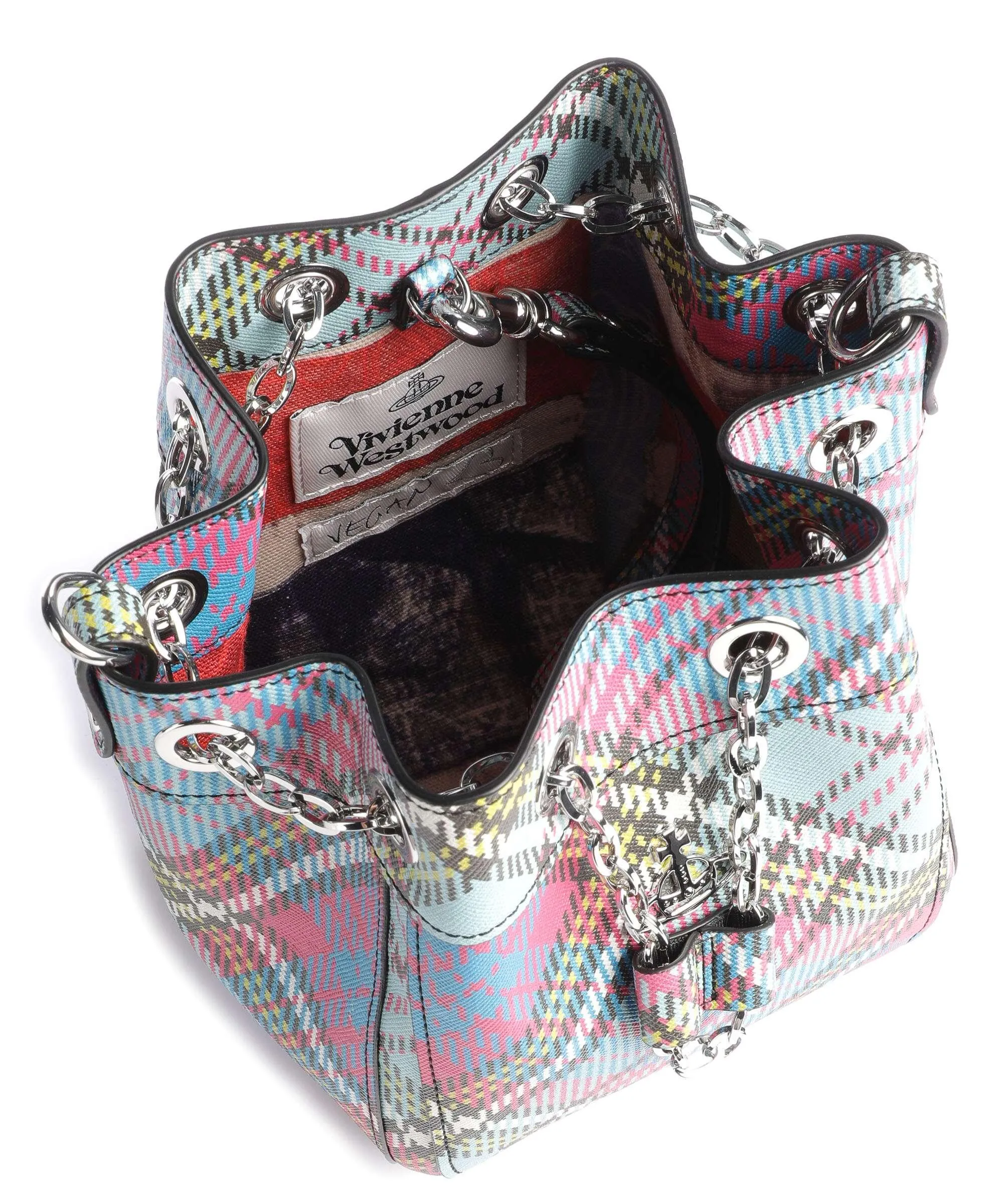  Vivienne Westwood Chrissy Saffiano Biogreen Small Borsa a secchiello pelle sintetica multicolore  