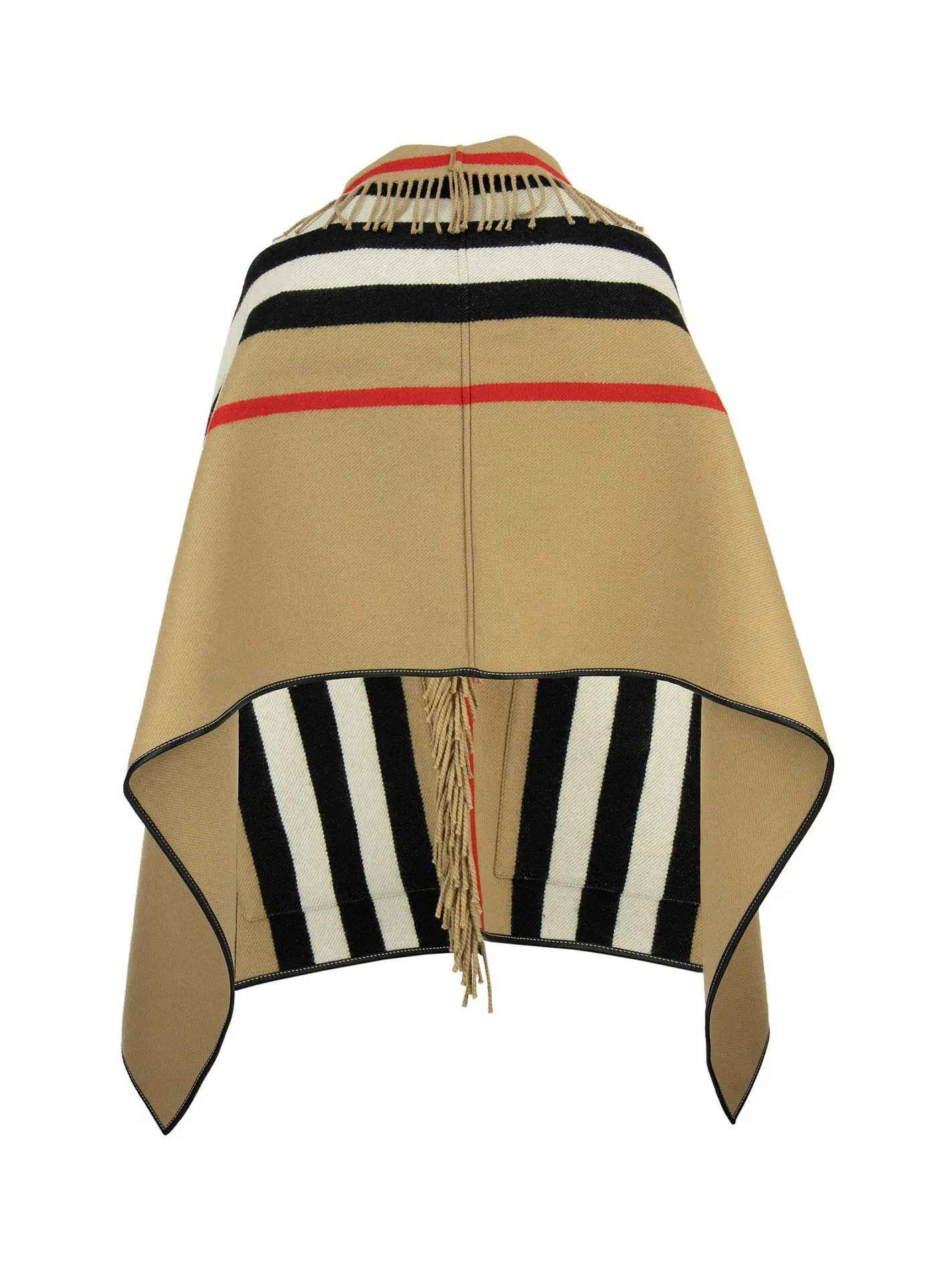 Wool and cashmere jacquard cape with iconic striped pattern