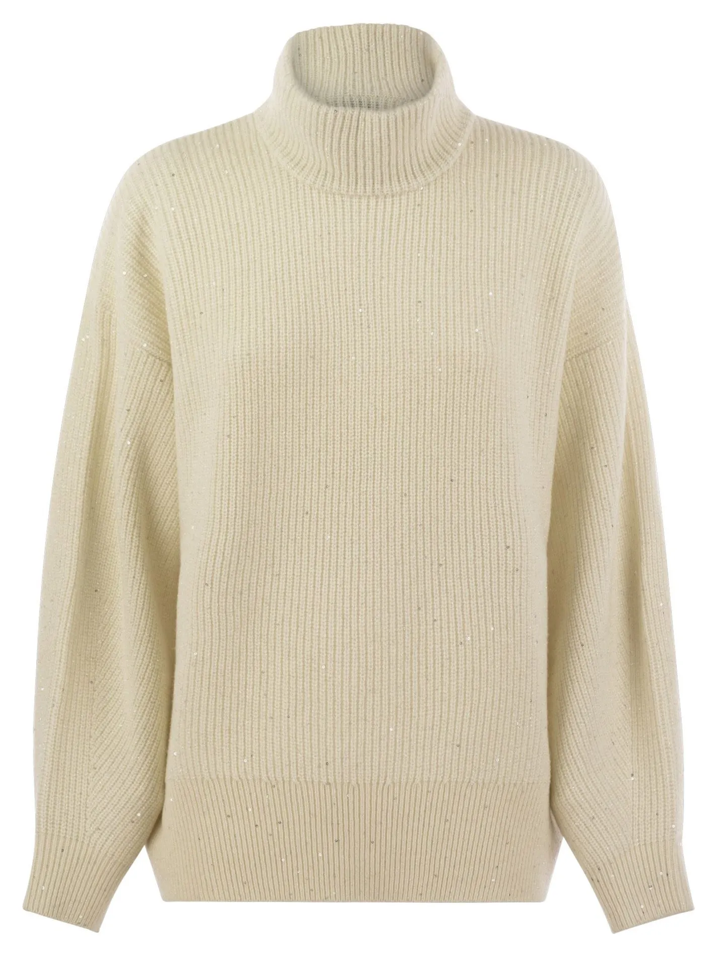 Wool and cashmere rib sweater with sequins