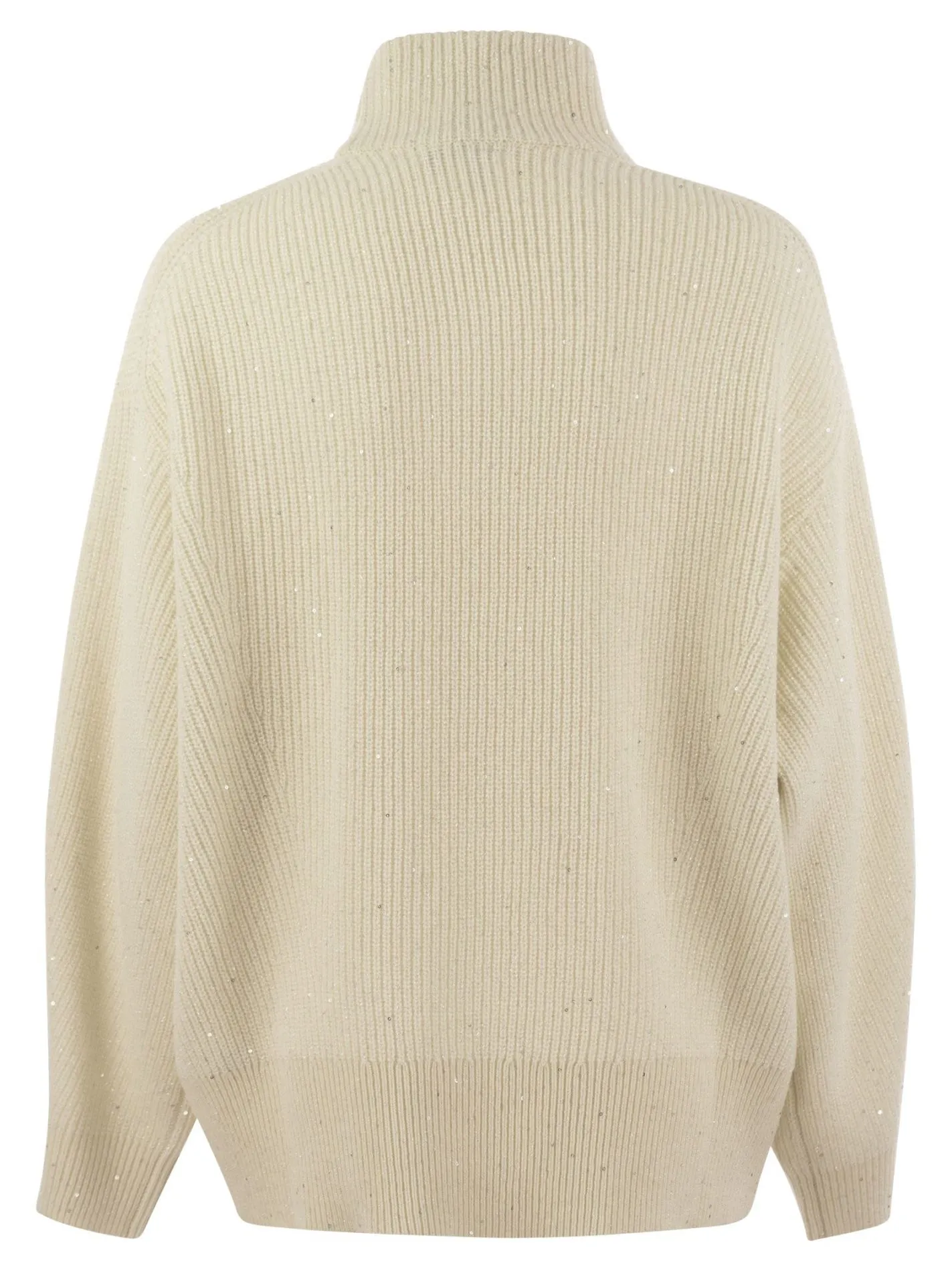 Wool and cashmere rib sweater with sequins