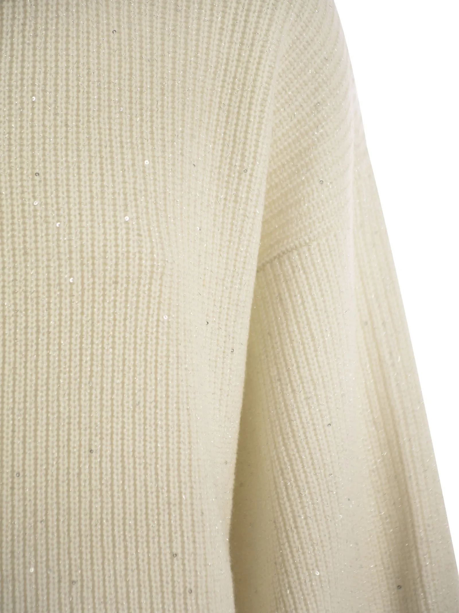 Wool and cashmere rib sweater with sequins