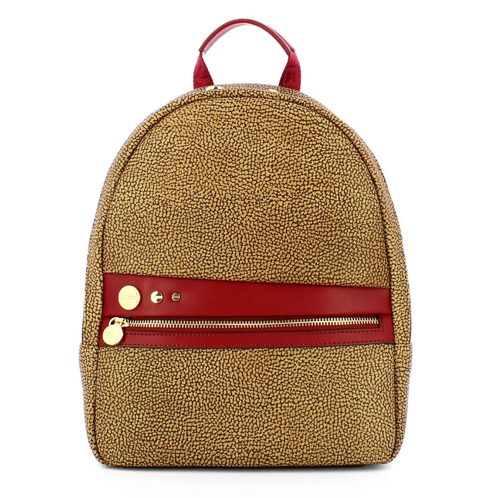 Zaino Donna BORBONESE linea Road Medium in Tela Rivestita OP e Pelle Rosso Borgogna