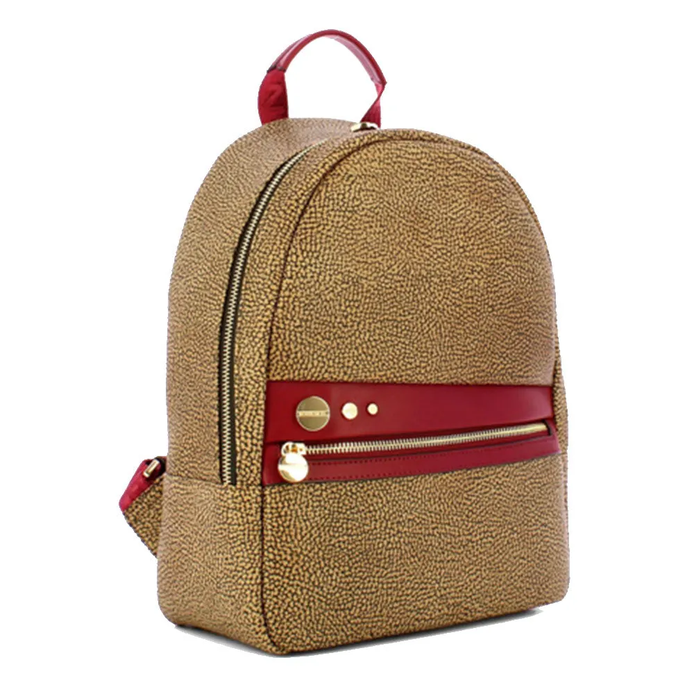 Zaino Donna BORBONESE linea Road Medium in Tela Rivestita OP e Pelle Rosso Borgogna