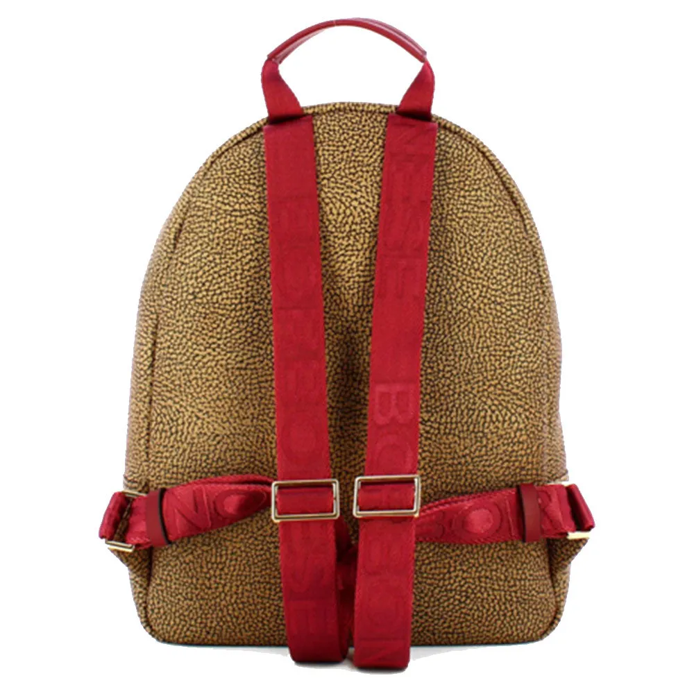 Zaino Donna BORBONESE linea Road Medium in Tela Rivestita OP e Pelle Rosso Borgogna