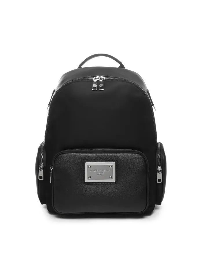 ZAINO IN PELLE DI VITELLO GRANATA E NYLON