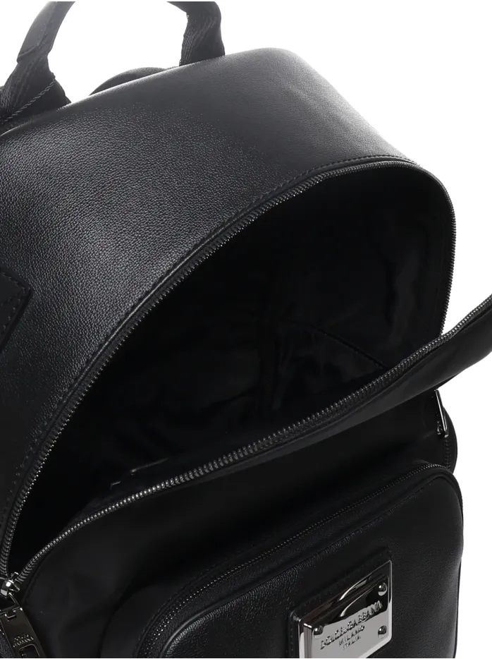ZAINO IN PELLE DI VITELLO GRANATA E NYLON