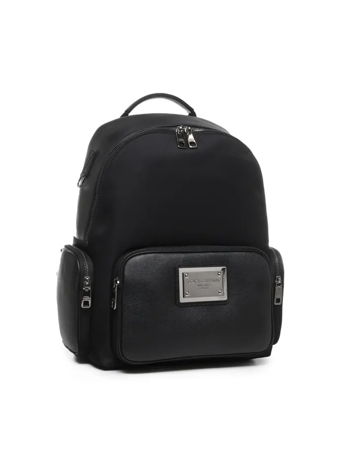 ZAINO IN PELLE DI VITELLO GRANATA E NYLON