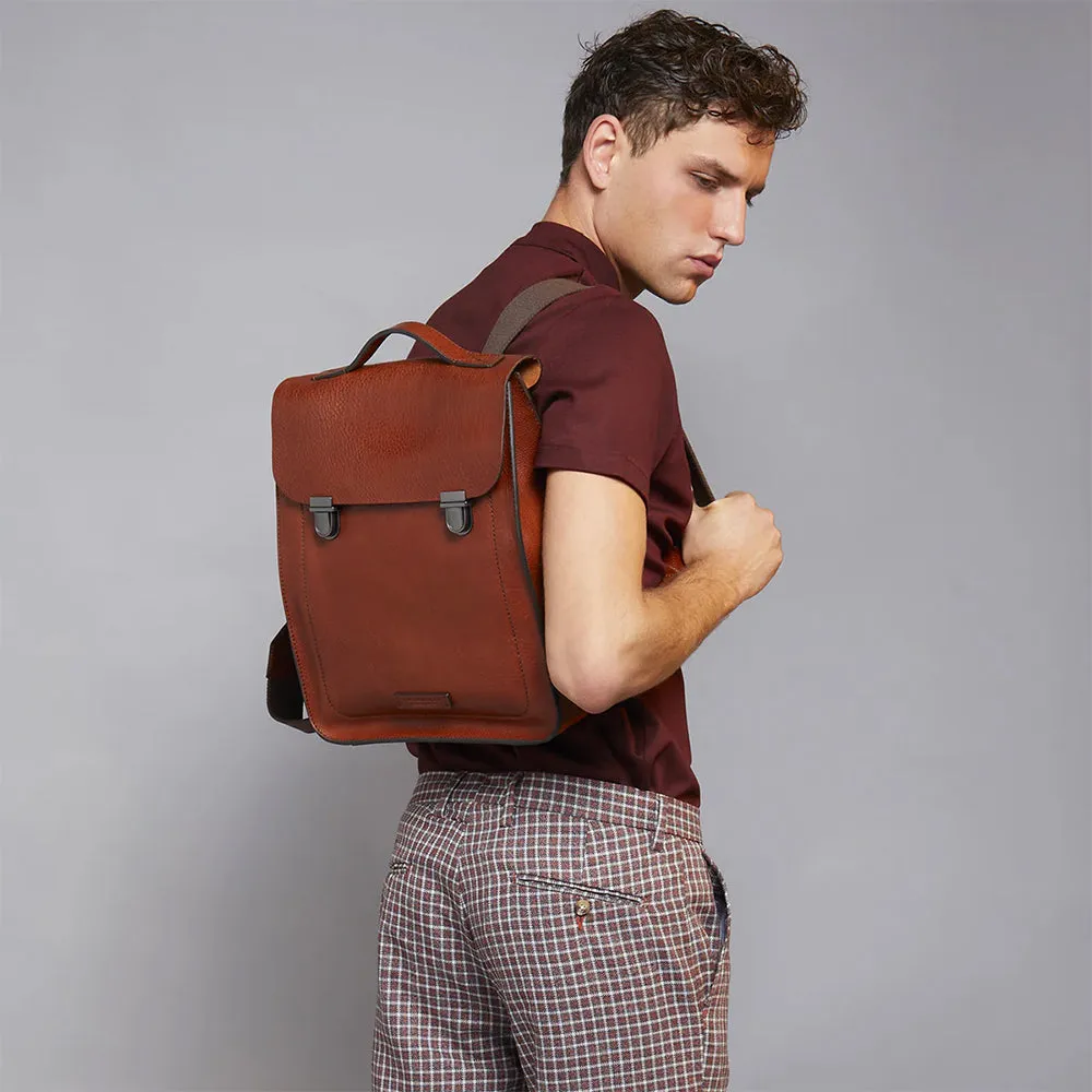 Zaino Uomo con Pattina THE BRIDGE linea Ettore in Pelle Marrone